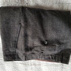 Flat front Black Brown wool dress pant